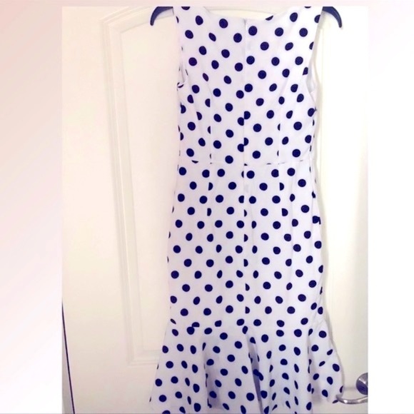 Polka dots mermaid ruffle dress size S/M petite Pretty Woman drop-waist peplum - Picture 13 of 15